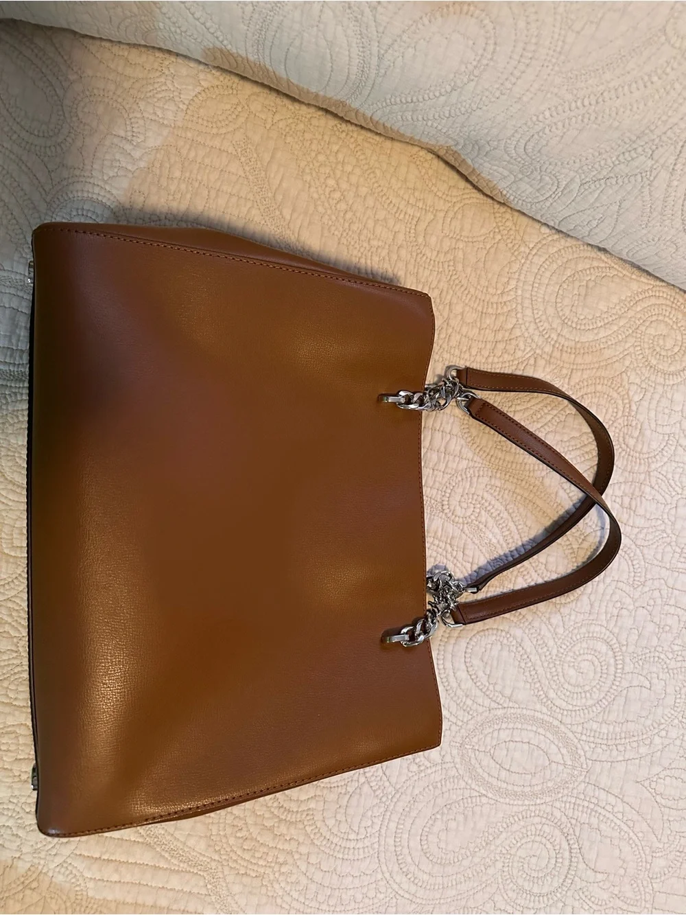 Michael Kors Tan Leather Shoulder Tote with Stud Accents